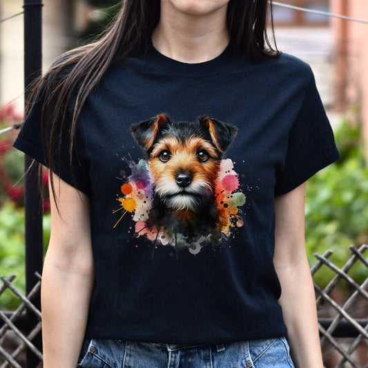 Artistic Patterdale Terrier mom Color Splash Unisex T-shirt Black Navy Dark Heather-Black-Family-Gift-Planet