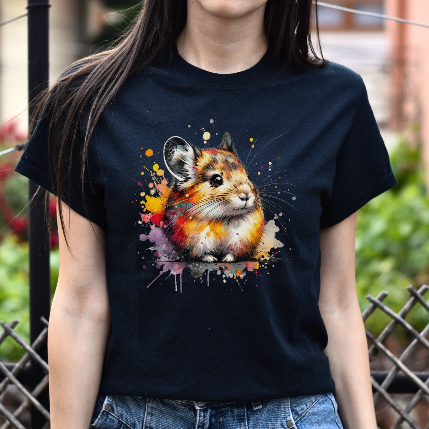 Artistic Pika Color Splash Unisex T-shirt Black Navy Dark Heather-Black-Family-Gift-Planet