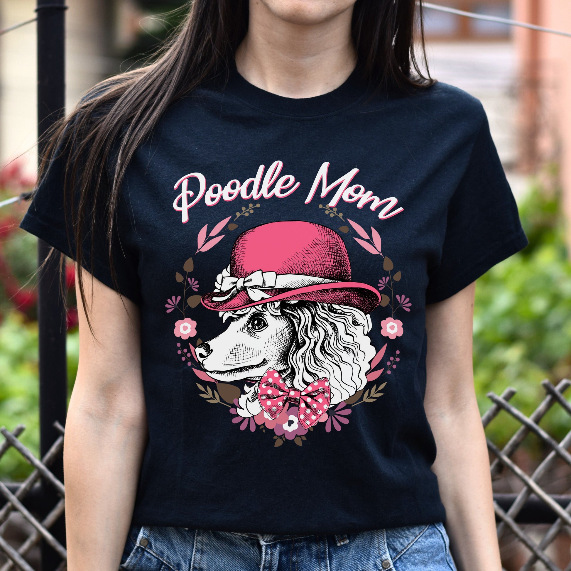 Poodle mom Unisex t-shirt gift poodle mama tee black navy dark heather-Family-Gift-Planet