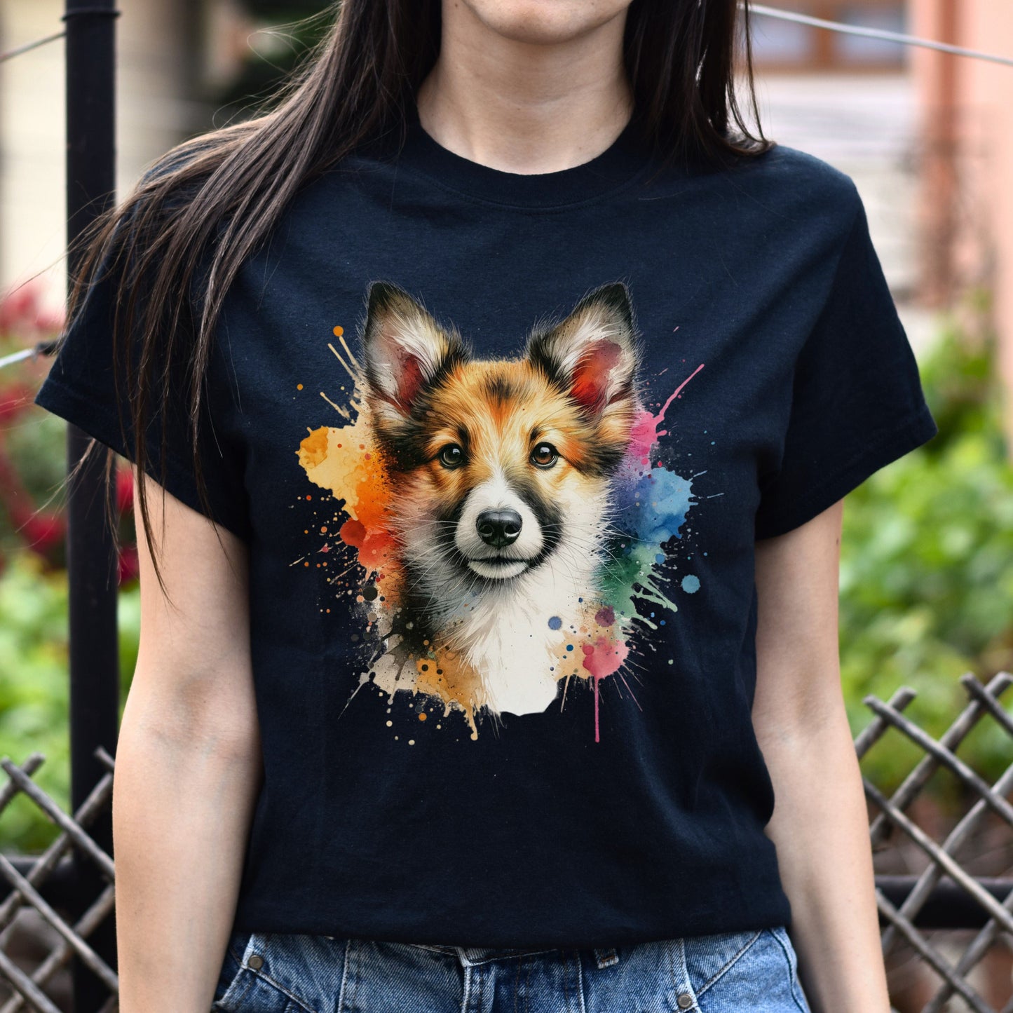 Portuguese Podengo dog mama Color Splash Unisex T-shirt Black Navy Dark Heather-Family-Gift-Planet