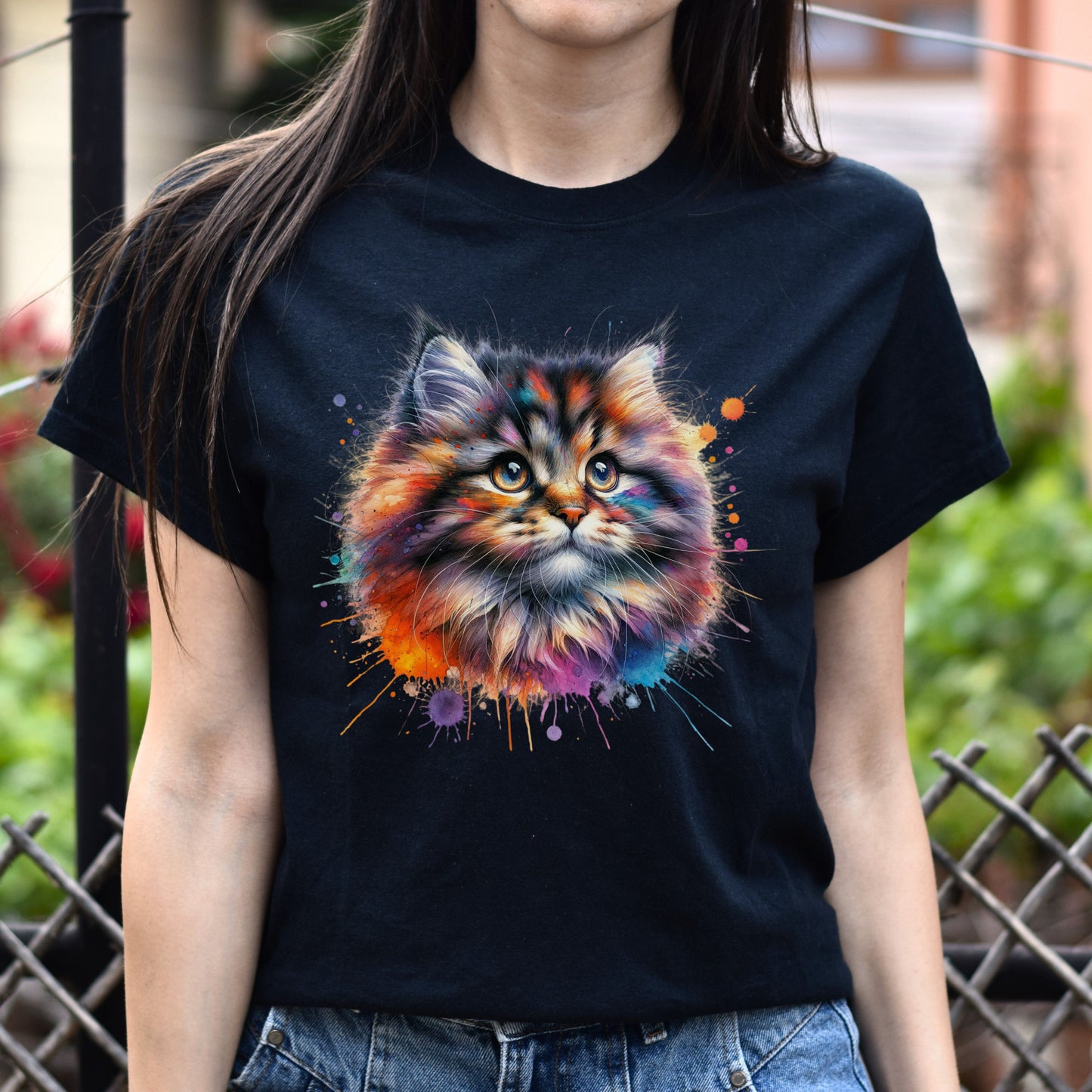 Ragamuffin cat mama Color Splash Unisex T-shirt Black Navy Dark Heather-Family-Gift-Planet