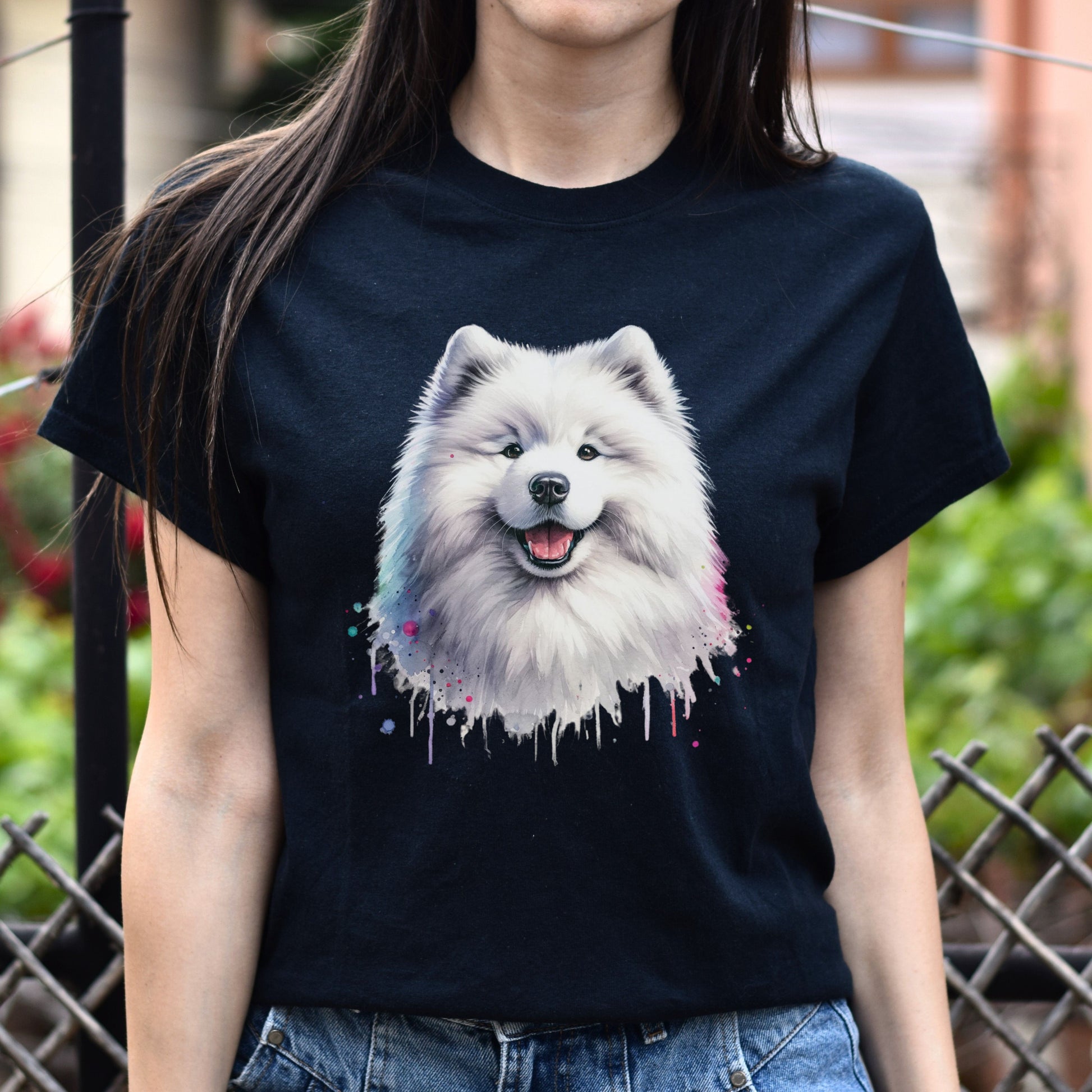 Samoyed dog mama Color Splash Unisex T-shirt Black Navy Dark Heather-Black-Family-Gift-Planet