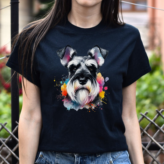 Schnauzer dog mom Color Splash Unisex T-shirt Black Navy Dark Heather-Black-Family-Gift-Planet