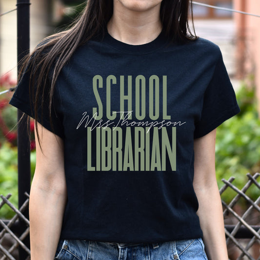 School Librarian T-Shirt gift Library archivist Customized Unisex tee Black Navy Dark Heather-Black-Family-Gift-Planet