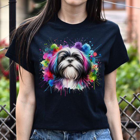 Shih Tzu dog mom Color Splash Unisex T-shirt Black Navy Dark Heather-Black-Family-Gift-Planet