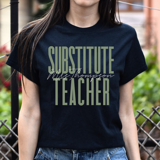 Substitute teacher T-Shirt gift Customized Unisex tee Black Navy Dark Heather-Black-Family-Gift-Planet