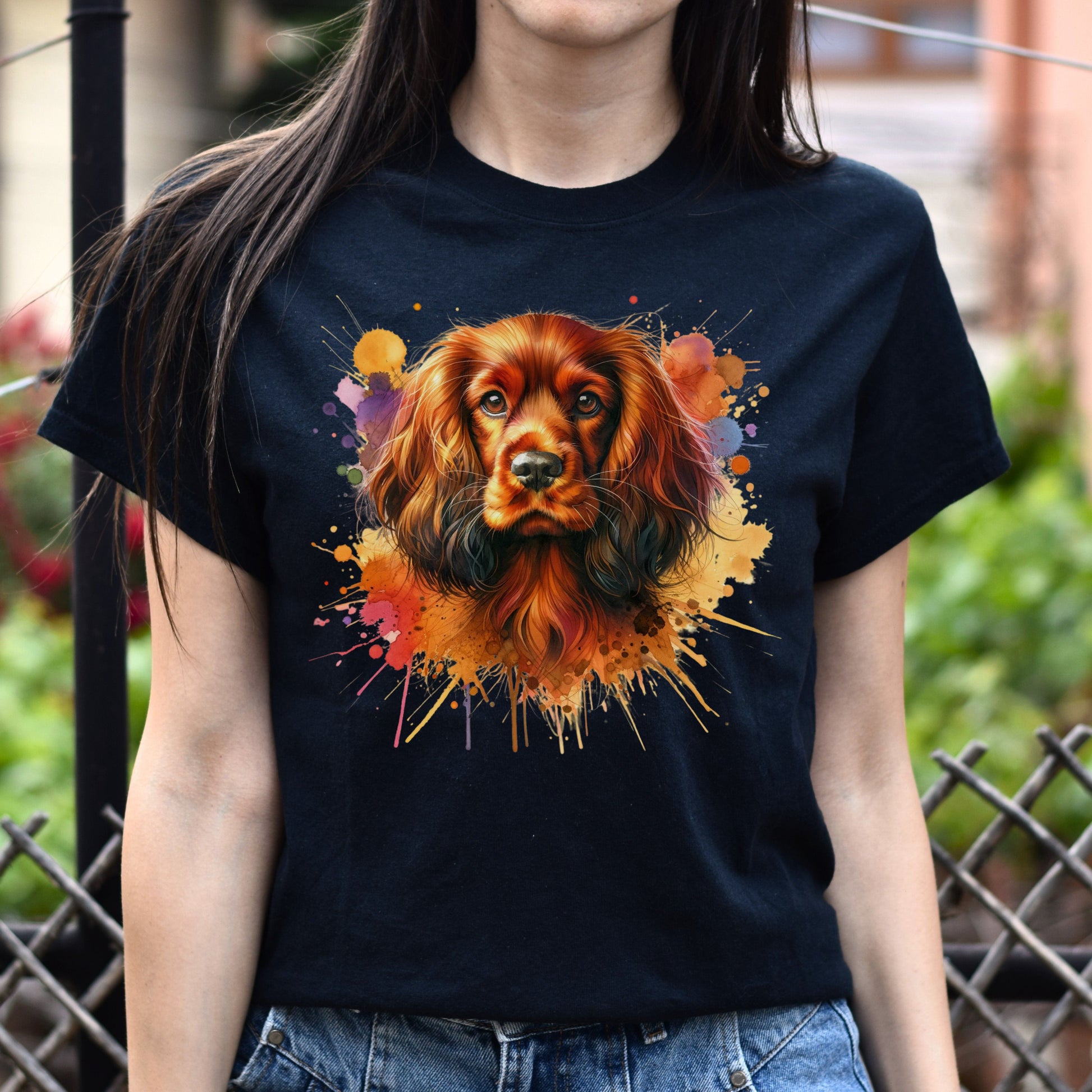 Sussex Spaniel dog mama Color Splash Unisex T-shirt Black Navy Dark Heather-Family-Gift-Planet