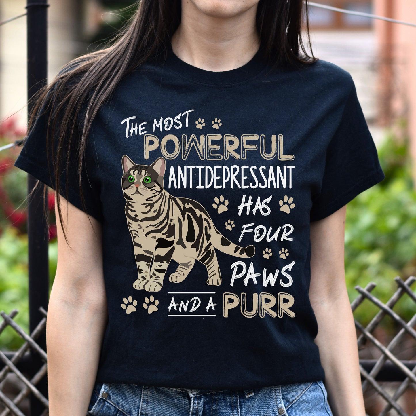 The most powerful antidepressant has four paws Unisex shirt Black Dark Heather-Black-Family-Gift-Planet