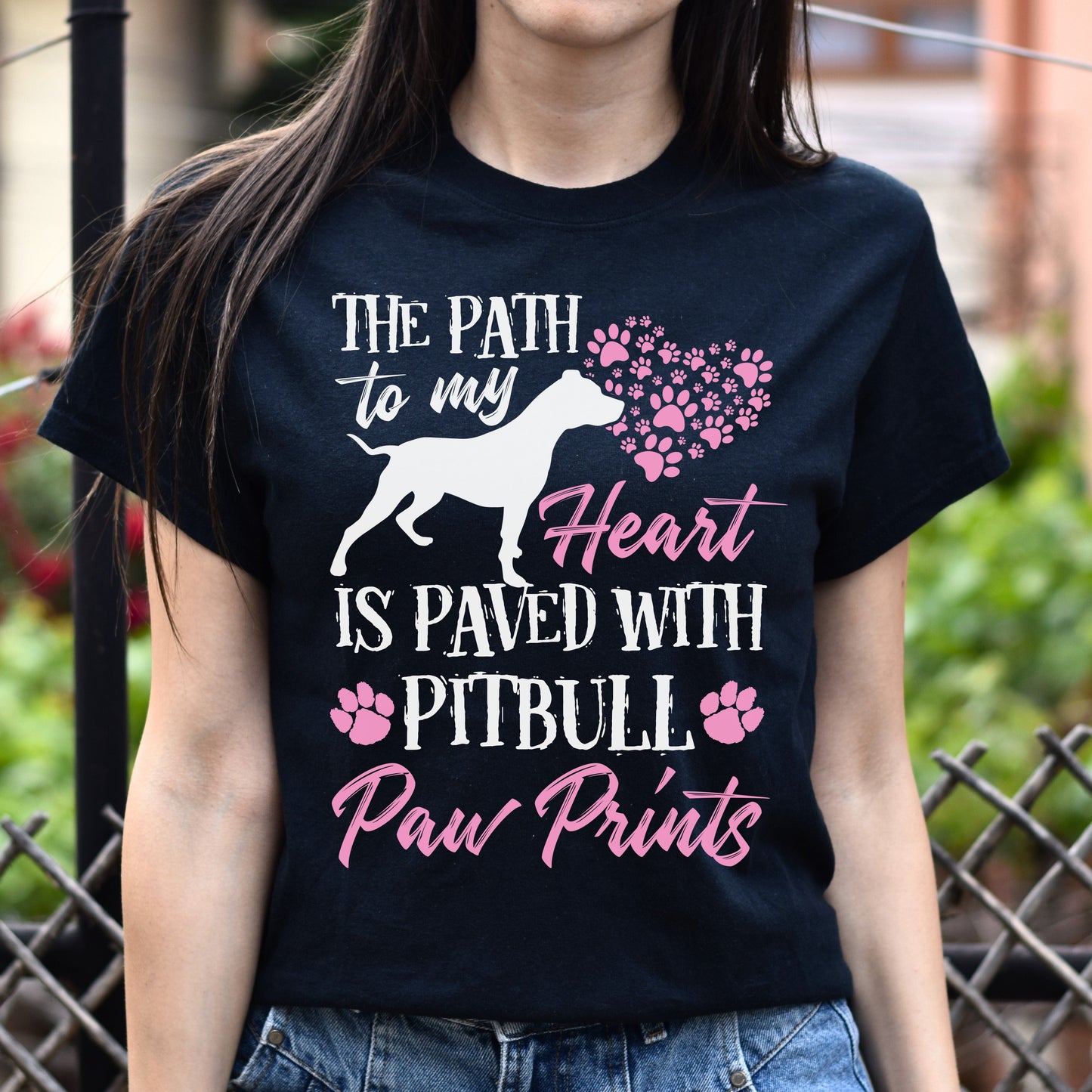 The path to my heart is paved with Pitbull paw prints Unisex t-shirt gift-Black-Family-Gift-Planet