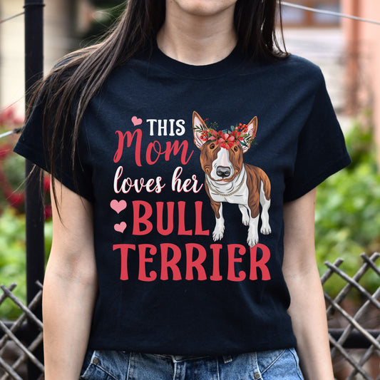 This mom loves her bull terrier Unisex t-shirt gift Bullterrier mama tee-Black-Family-Gift-Planet