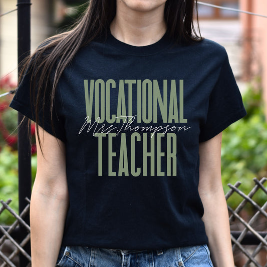 Vocational teacher T-Shirt gift Career and Technical education teacher Customized Unisex tee Black Navy Dark Heather-Black-Family-Gift-Planet