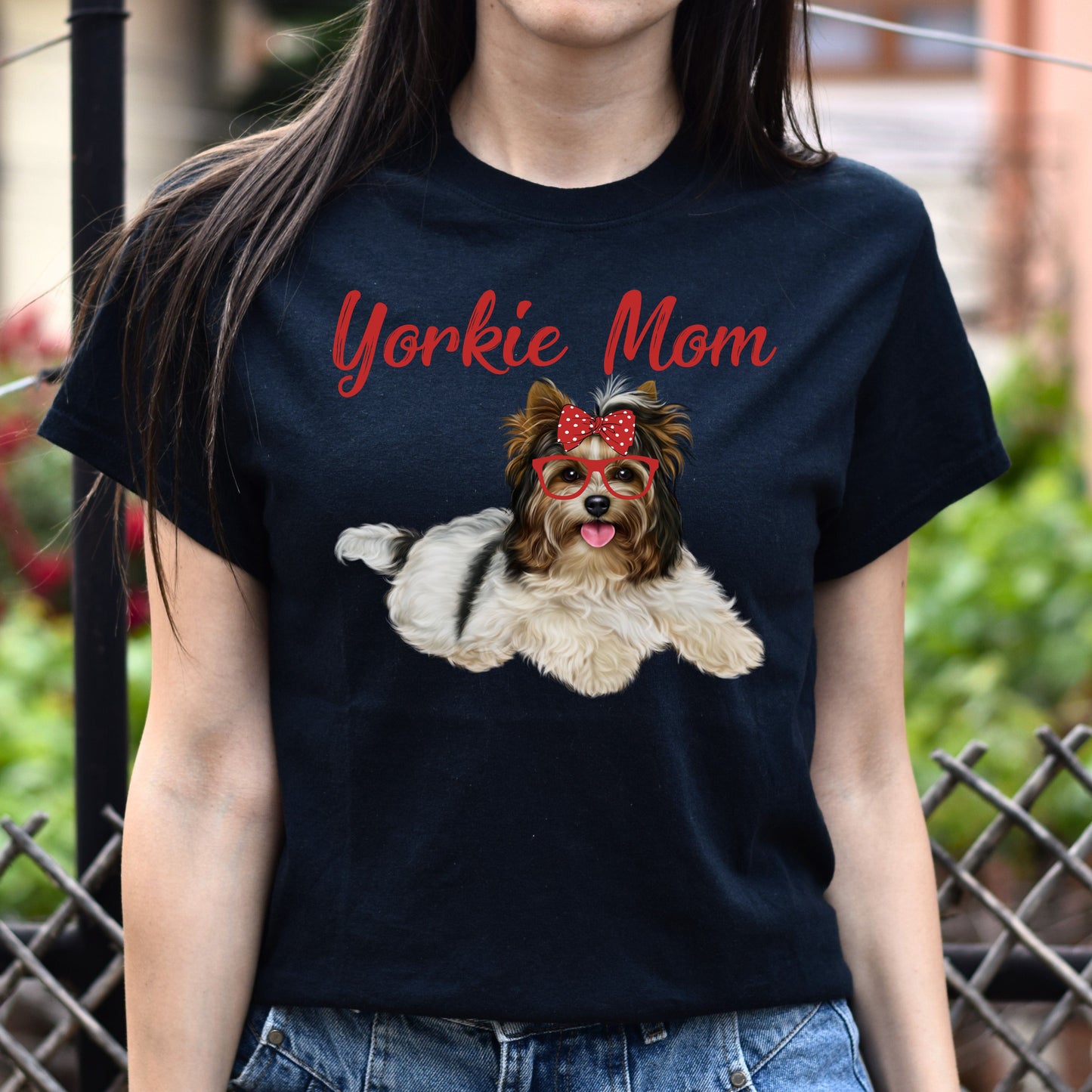 Yorkie Mom Unisex T-Shirt gift Yorkie dog owner tee black dark heather-Family-Gift-Planet