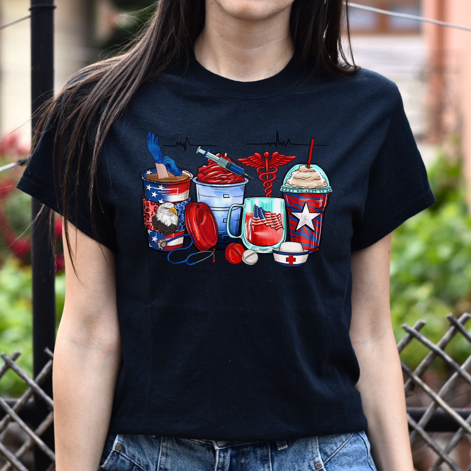 American nurse coffee cups unisex tshirt US registered nurse tee S-5XL-Family-Gift-Planet