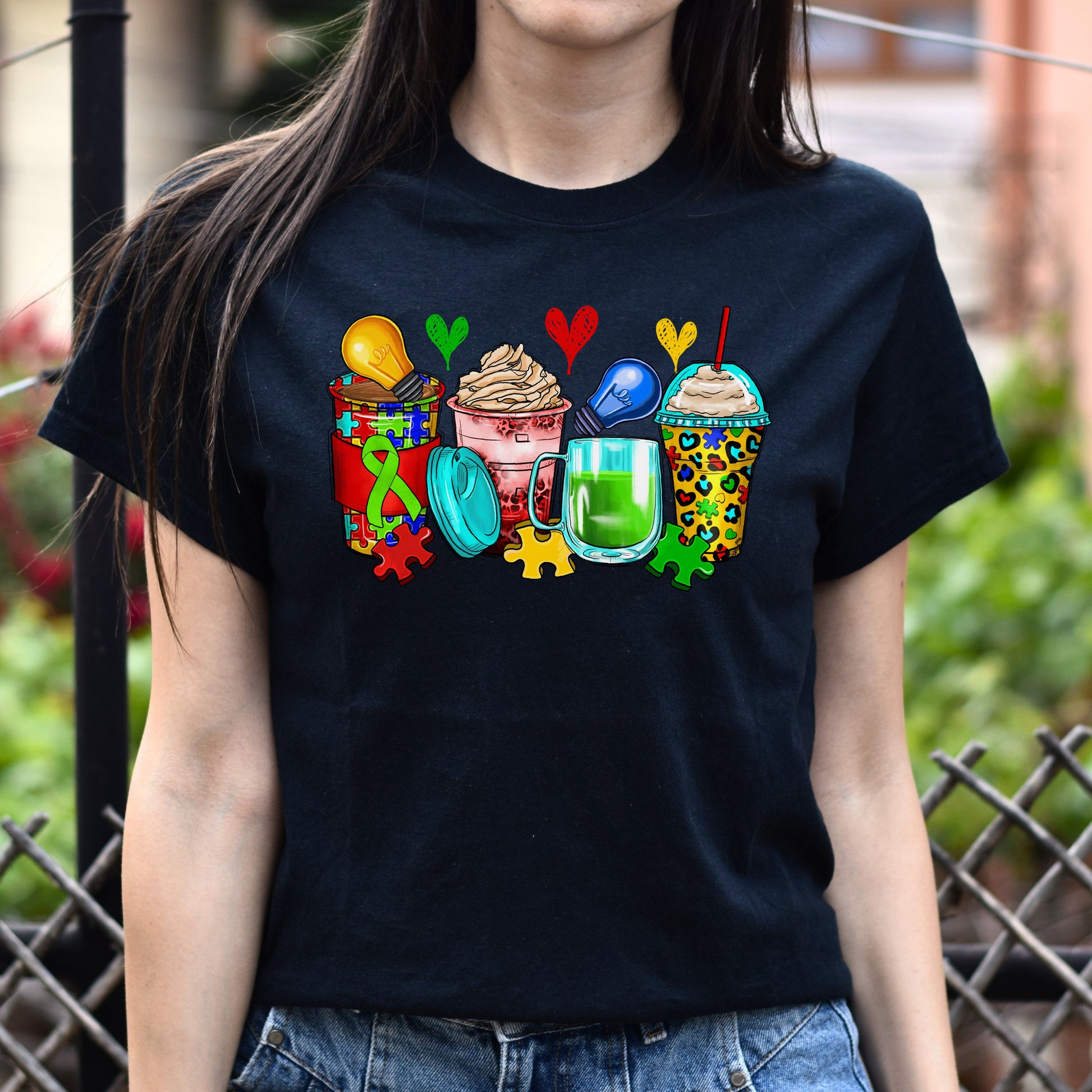 Autism awareness and coffee cups unisex tshirt S-5XL-Family-Gift-Planet