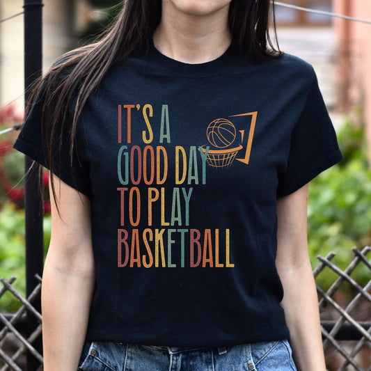 Basketball Unisex T-Shirt It's a beautiful day to play Basketball Black Dark Heather White-Black-Family-Gift-Planet