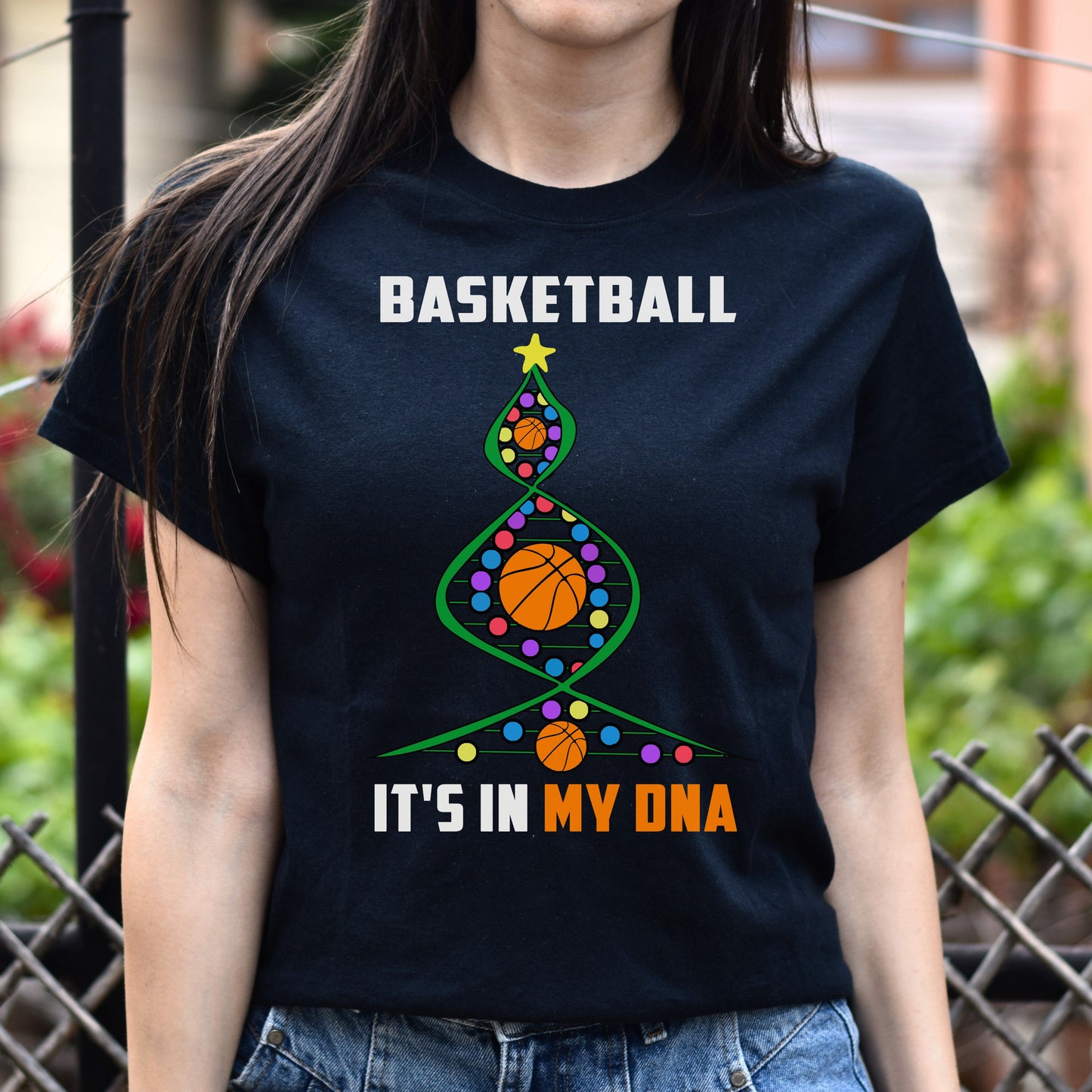 Basketball Christmas tree Unisex shirt Basketball player Holiday tee Black Dark Heather-Family-Gift-Planet