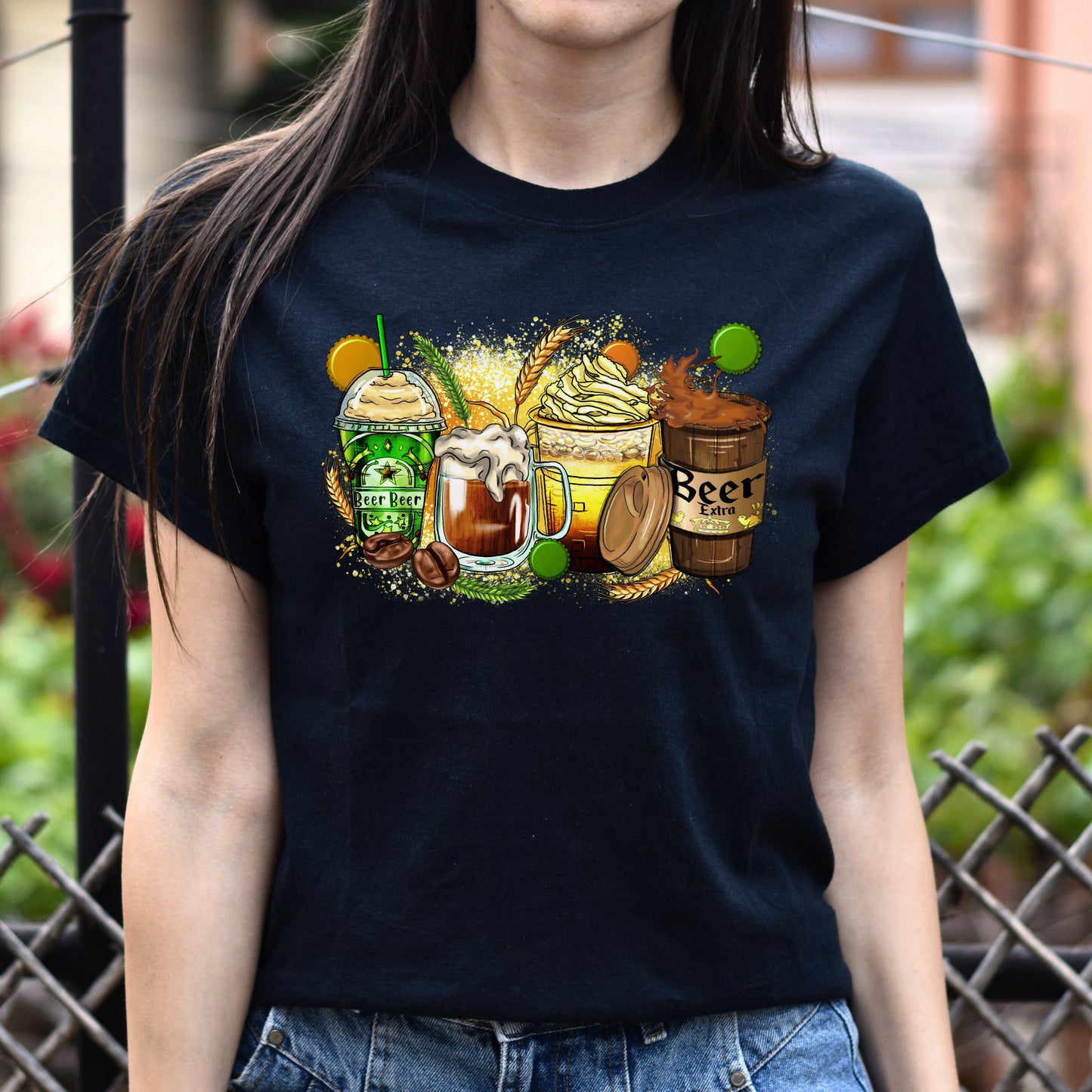 Beer coffee cups unisex tshirt beer and coffee lover S-5XL-Family-Gift-Planet