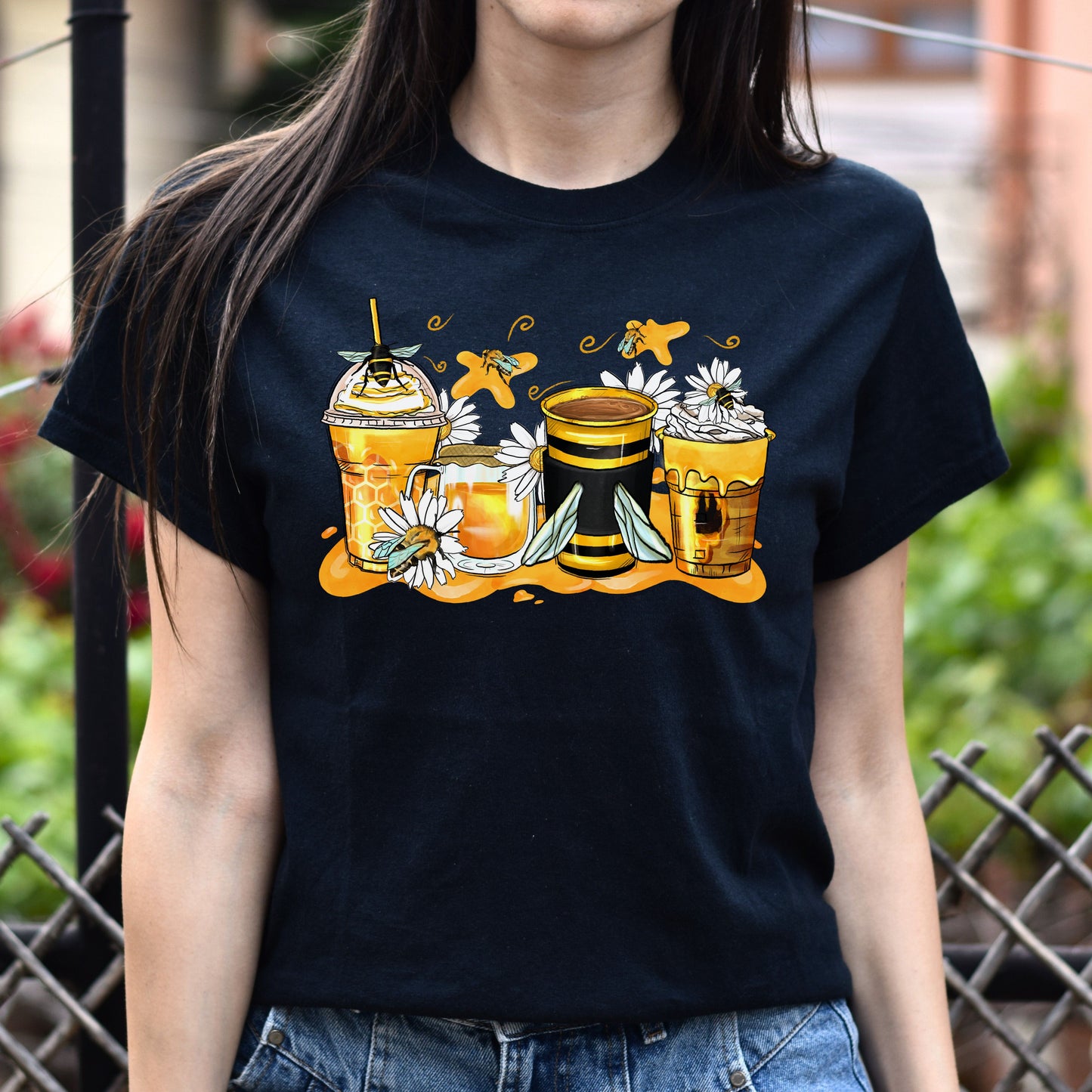 Bumble bee and coffee cups unisex tshirt bee owner tee S-5XL-Family-Gift-Planet