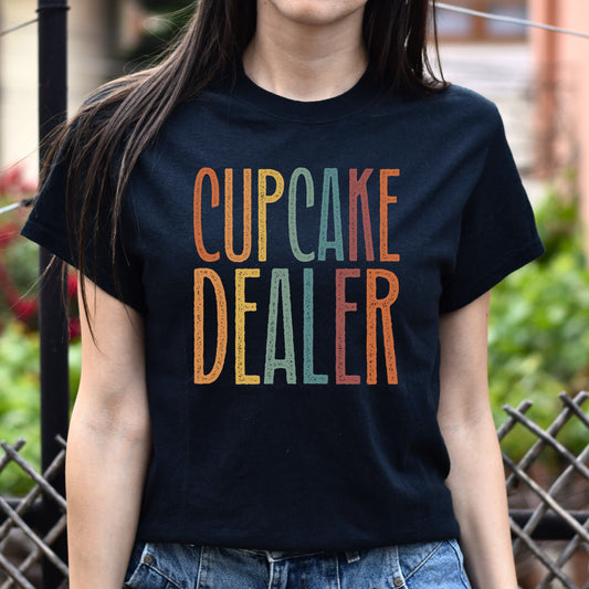 Cupcake dealer Unisex T-Shirt cupcake Baker mama tee Black Dark Heather White-Black-Family-Gift-Planet