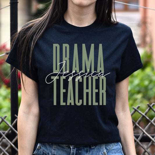 Drama teacher T-Shirt gift Acting school Customized Unisex tee Black Navy Dark Heather-Black-Family-Gift-Planet