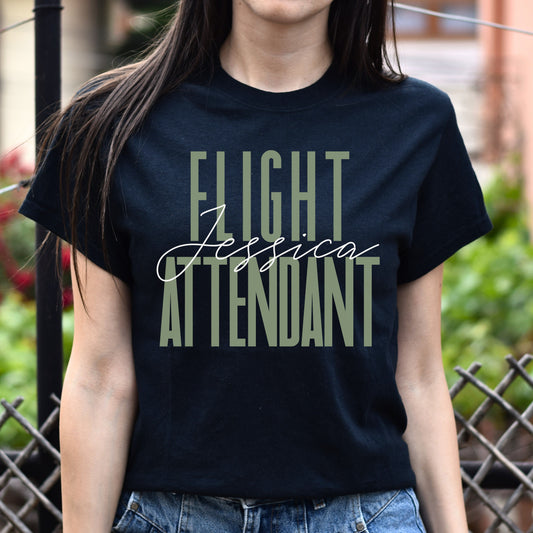 Flight attendant T-Shirt gift Plane Crew Customized Unisex tee Black Navy Dark Heather-Black-Family-Gift-Planet