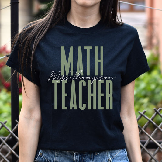 Math teacher T-Shirt gift Mathematics Teacher Customized Unisex tee Black Navy Dark Heather-Black-Family-Gift-Planet