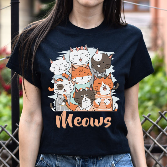 Meows funny cats Unisex shirt cat mama tee Black Dark Heather-Black-Family-Gift-Planet