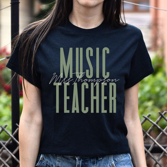 Music teacher T-Shirt gift Musician Orchestra teacher Customized Unisex tee Black Navy Dark Heather-Black-Family-Gift-Planet