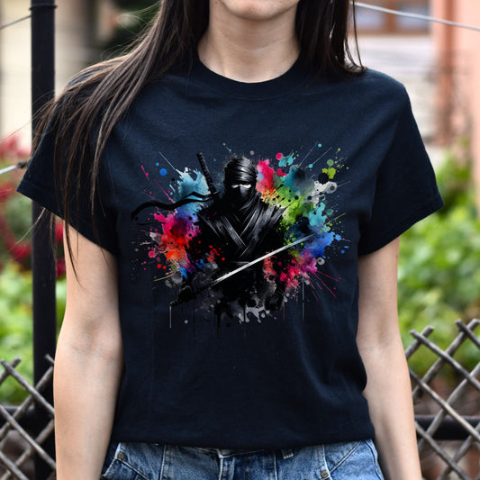 Artistic Ninja Color Splash Unisex T-shirt Ninja in the dark Black Navy Dark Heather-Black-Family-Gift-Planet