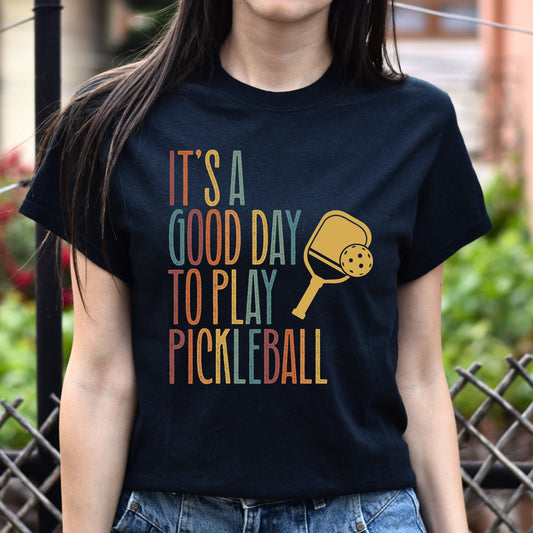 Pickleball Unisex T-Shirt It's a good day to play pickleball Black Dark Heather White-Black-Family-Gift-Planet