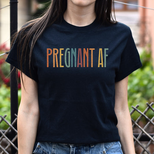 Pregnant af Unisex T-Shirt Pregnancy announcement tee Black Dark Heather White-Black-Family-Gift-Planet