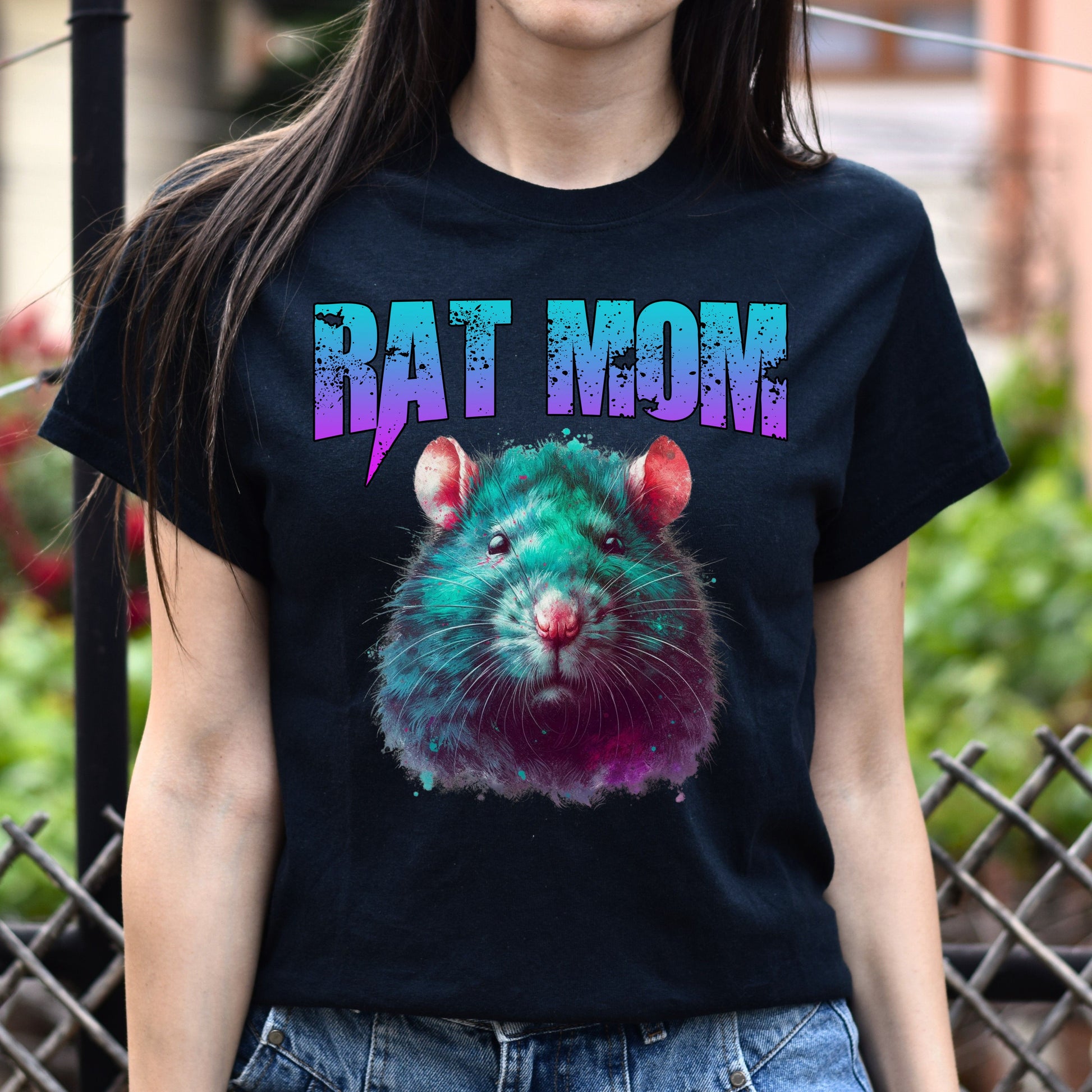 Rat mom T-Shirt Rat owner rat girl Unisex tee Black Navy Dark Heather-Black-Family-Gift-Planet