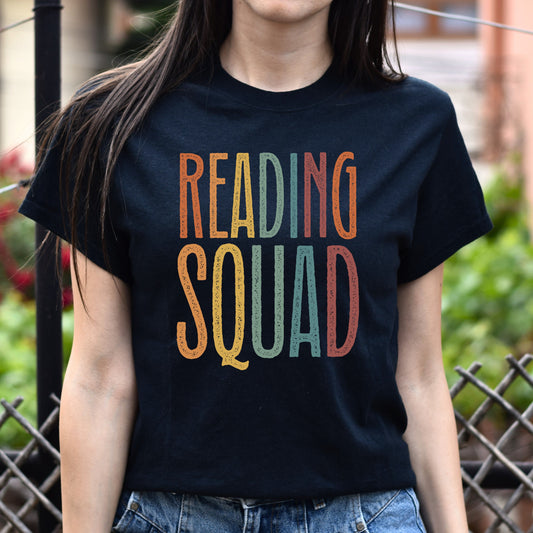 Reading squad Unisex T-Shirt Reading teacher librarian Black Dark Heather White-Black-Family-Gift-Planet
