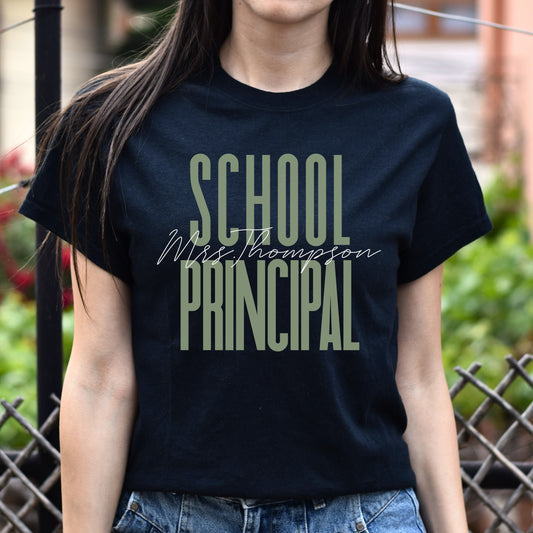 School Principal T-Shirt gift School director Customized Unisex tee Black Navy Dark Heather-Black-Family-Gift-Planet