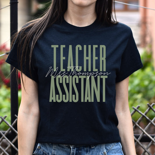 Teacher assistant T-Shirt gift Substitute teacher Customized Unisex tee Black Navy Dark Heather-Black-Family-Gift-Planet