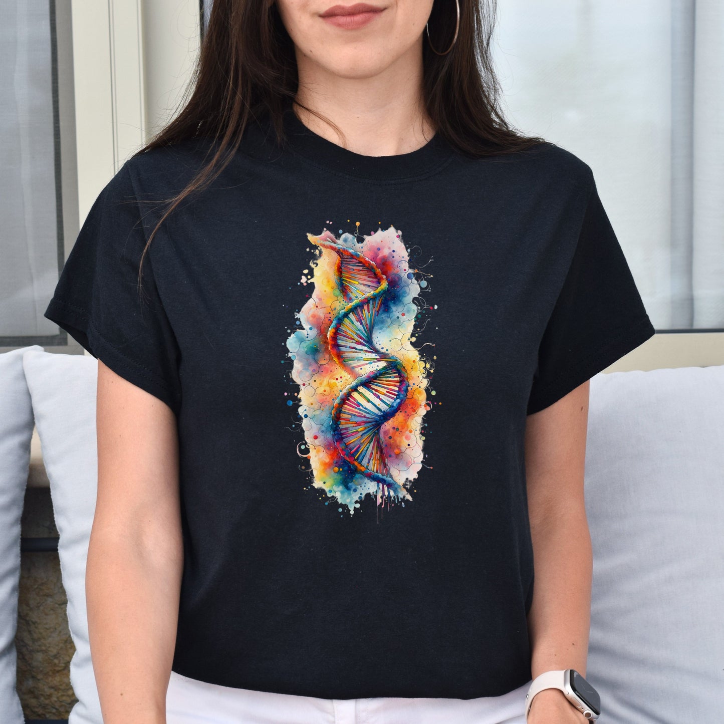 Abstract DNA Color Splash Unisex T-shirt Black Navy Dark Heather-Black-Family-Gift-Planet