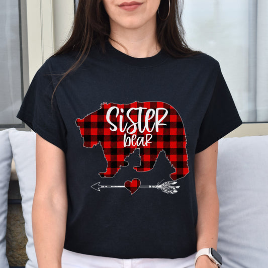 Sister bear Christmas Unisex shirt sis Holiday tee Black Dark Heather-Black-Family-Gift-Planet