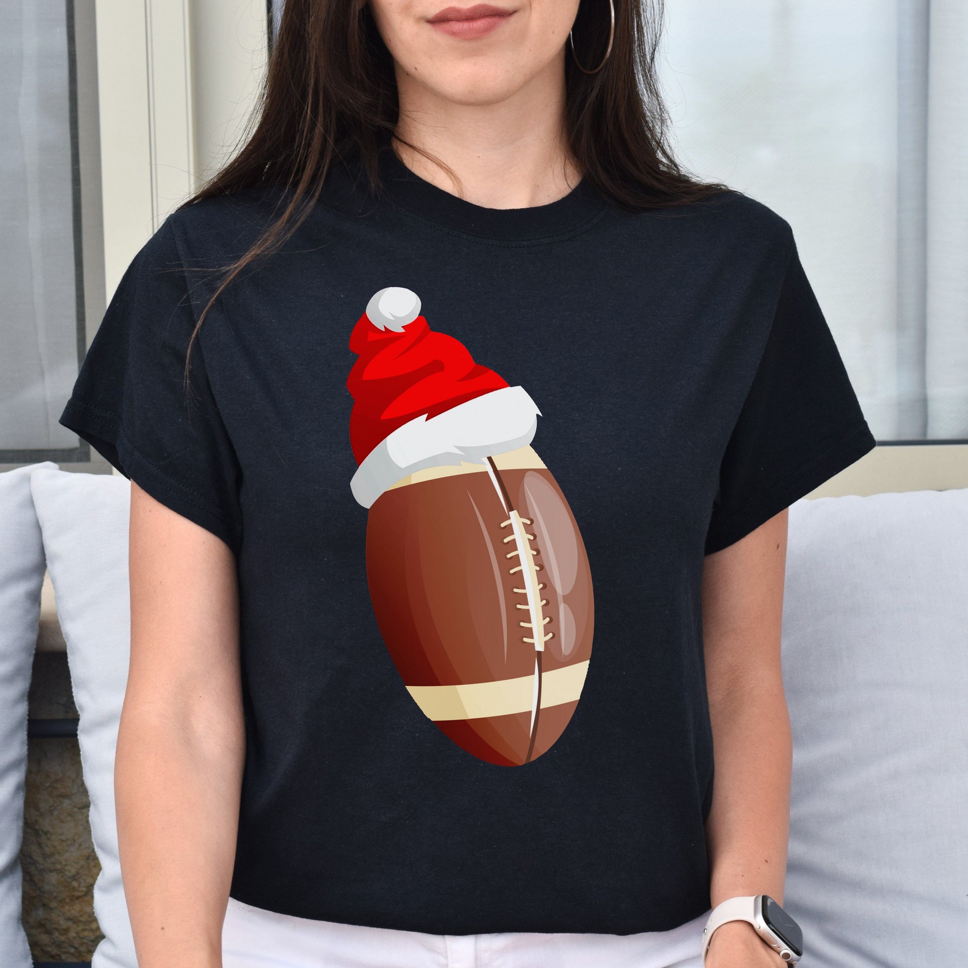 American football Christmas Unisex shirt rugby Holiday tee Black Dark Heather-Black-Family-Gift-Planet