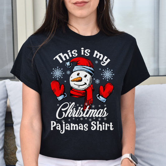 Christmas pajamas Unisex shirt snowman Holiday tee Black Dark Heather-Black-Family-Gift-Planet