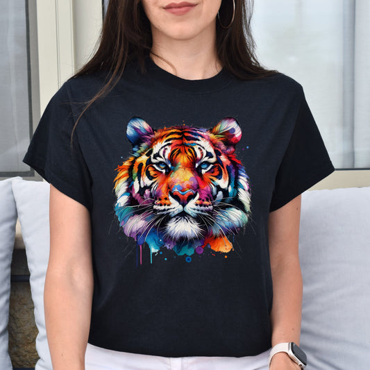 Bright colorful majestic tiger Unisex T-shirt Black Navy Dark Heather-Black-Family-Gift-Planet