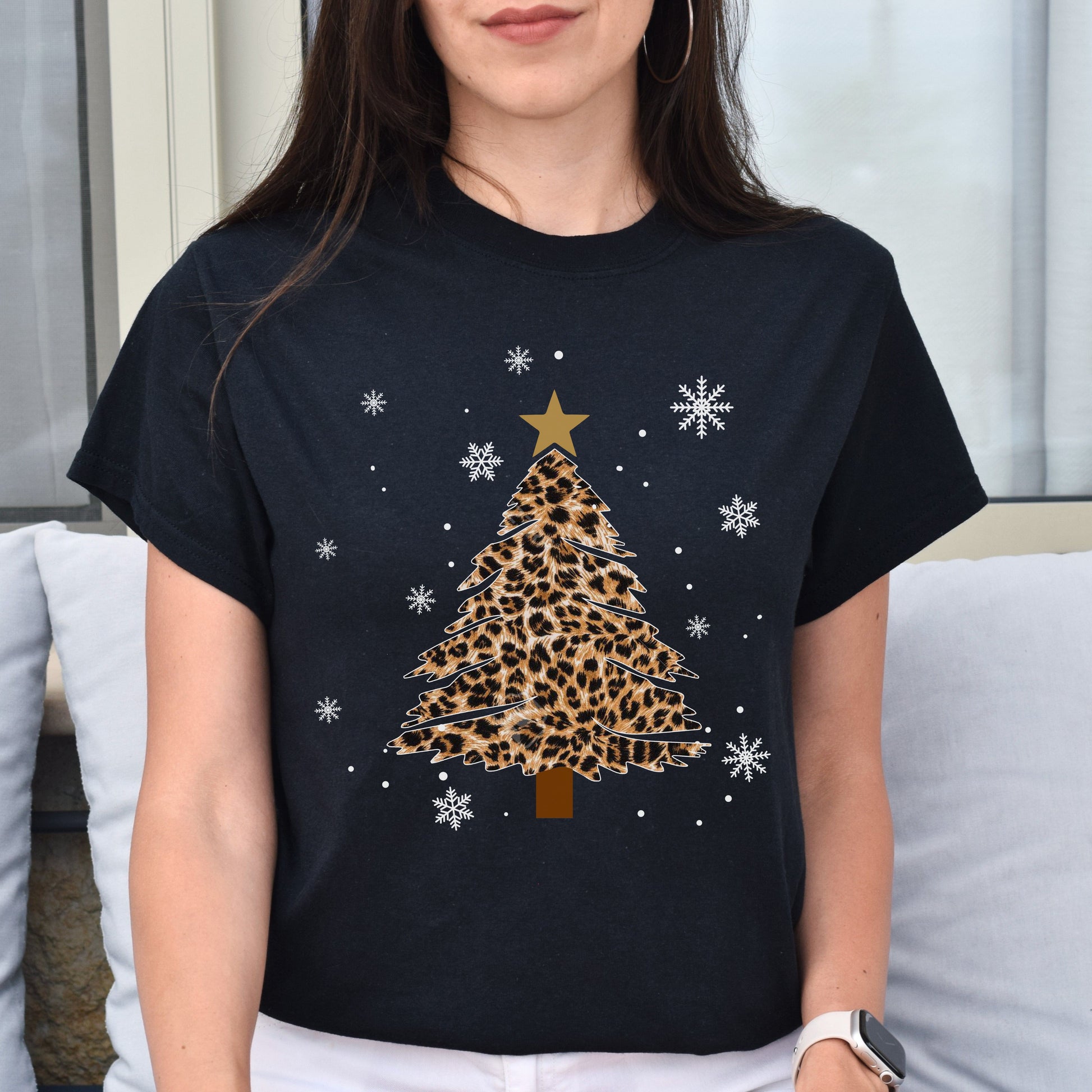 Christmas tree leopard skin Unisex shirt Black Dark Heather-Black-Family-Gift-Planet