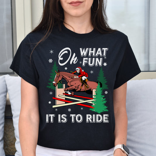 Horse rider Christmas Unisex shirt jockey Holiday tee Black Dark Heather-Black-Family-Gift-Planet