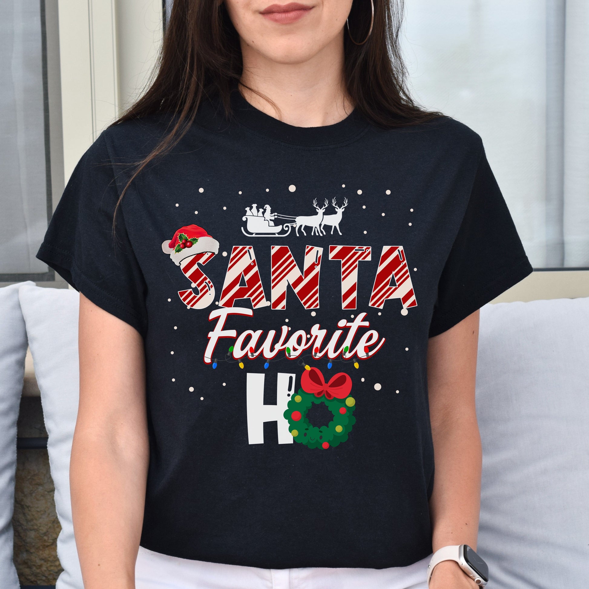 Santa Favorite Ho Unisex shirt Holiday tee Black Dark Heather-Black-Family-Gift-Planet