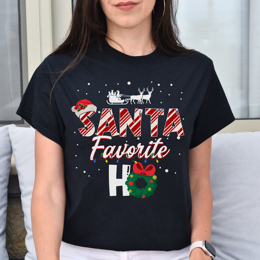 Santa Favorite Ho Unisex shirt Holiday tee Black Dark Heather-Black-Family-Gift-Planet