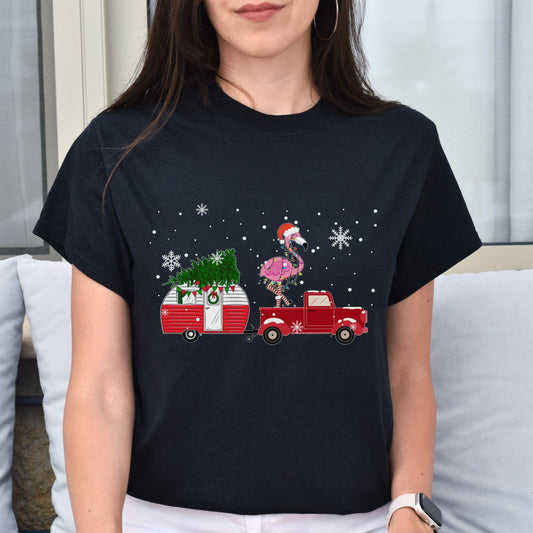 Camping Christmas Unisex shirt camper Holiday tee Black Dark Heather-Black-Family-Gift-Planet