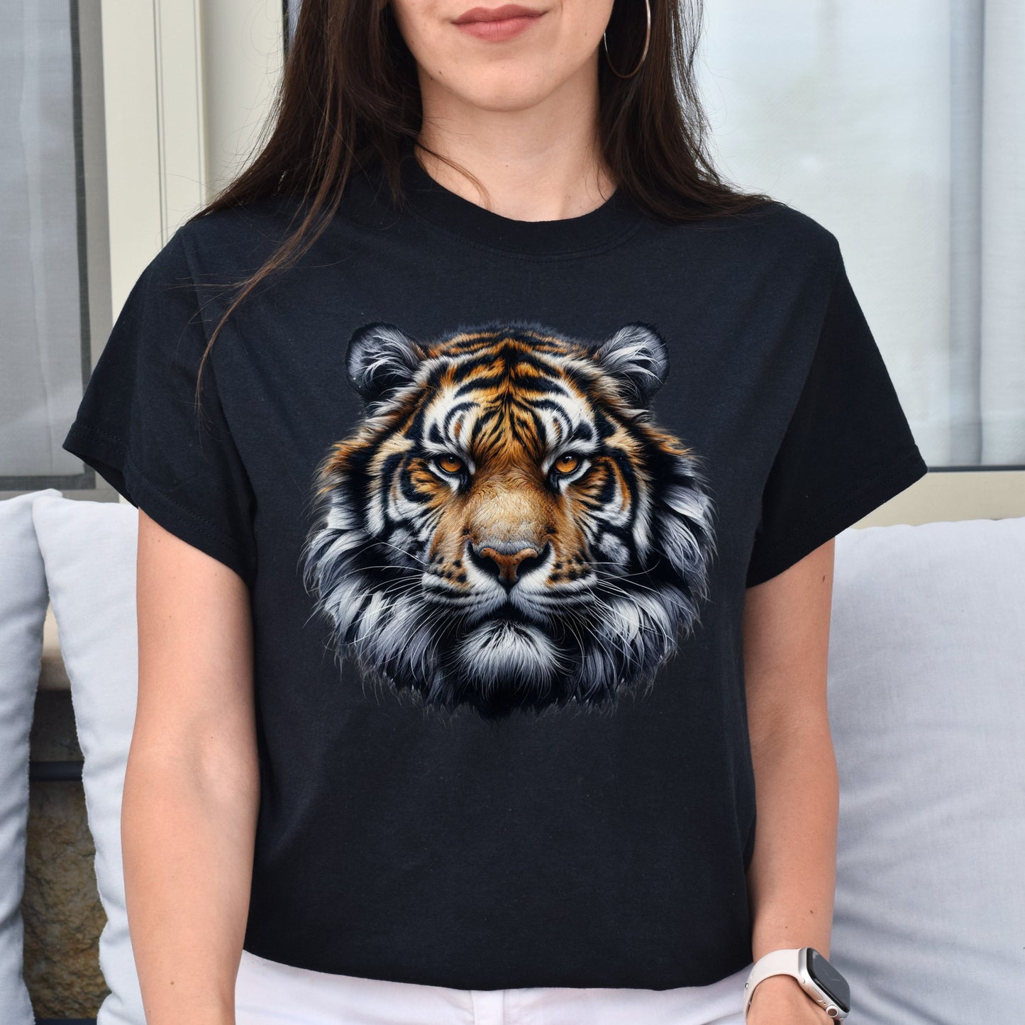 Strong Spirit Tiger Unisex T-shirt Black Navy Dark Heather-Family-Gift-Planet