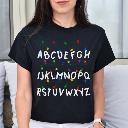 ABC Christmas Unisex shirt alphabet Holiday tee Black Dark Heather-Black-Family-Gift-Planet