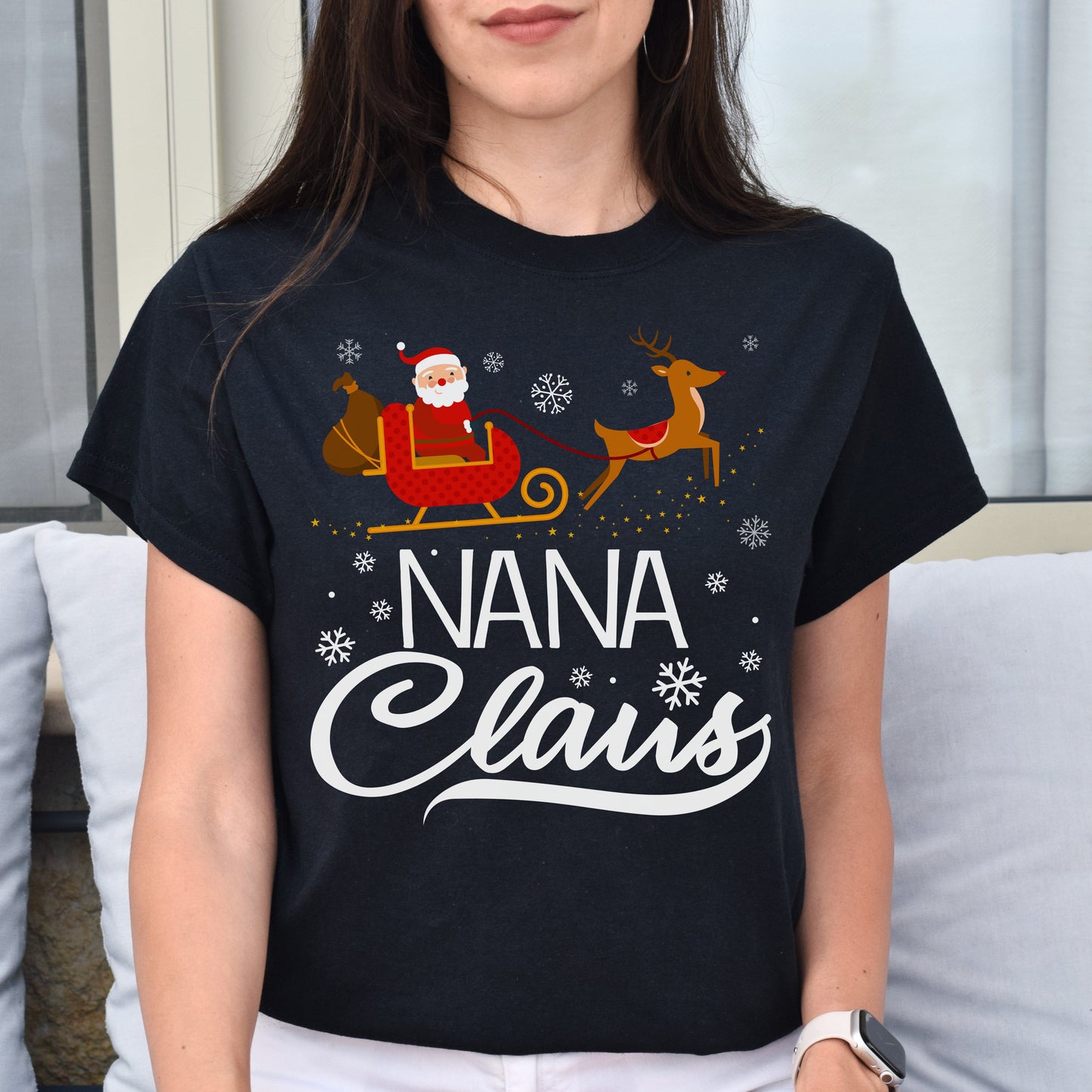 Nana Claus Christmas Unisex shirt nana Holiday tee Black Dark Heather-Black-Family-Gift-Planet