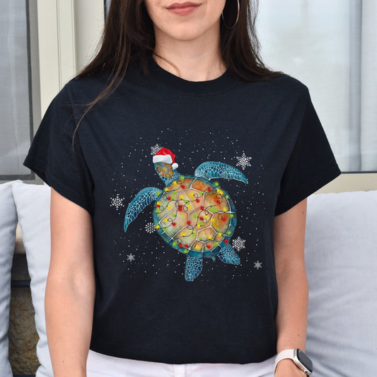 Turtle Christmas Unisex shirt turtle owner Holiday tee Black Dark Heather-Black-Family-Gift-Planet