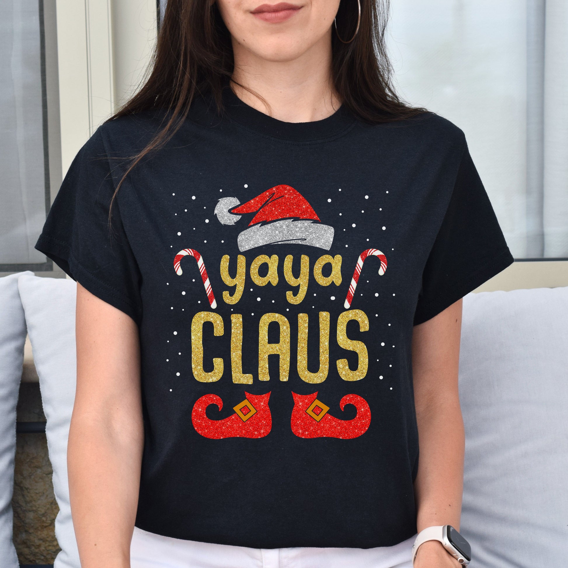 Yaya Claus Christmas Unisex shirt Black Dark Heather-Black-Family-Gift-Planet